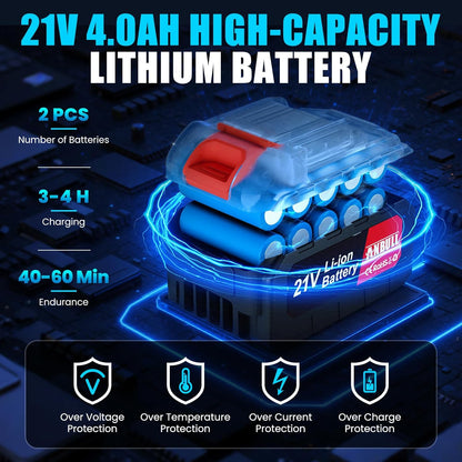 Anbull 2-IN-1 Cordless Pole Saw 6 inch, 2 * 4.0Ah Battery Powered Pole Saws for Tree Trimming, with 15.5ft Max Extension Pole for Tree Branches Wood Cutting