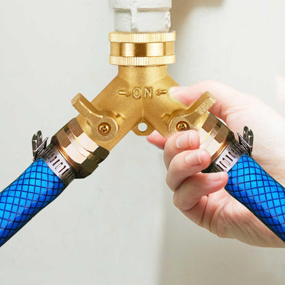 Triumpeek Brass Garden Hose Splitter, 3/4 Inch 2-Way Y Brass Hose Connector with O-ring Washers & Tape