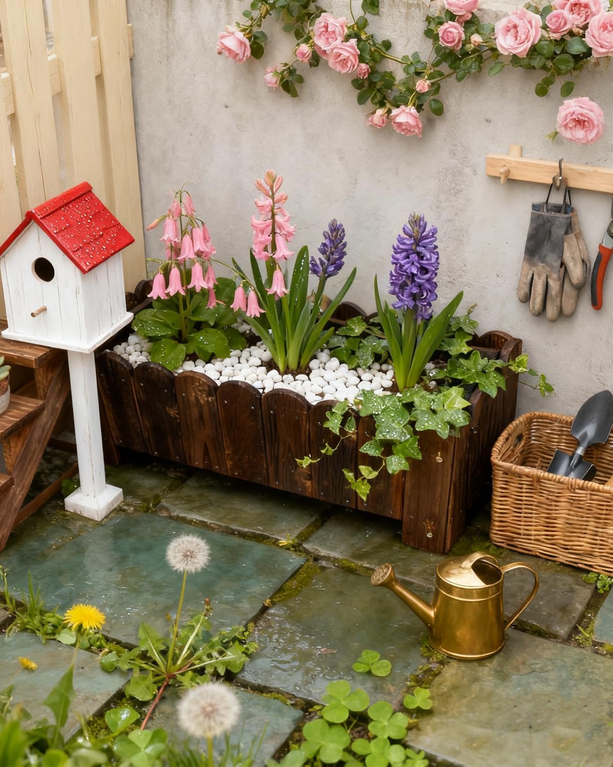 zeng Solid Wood Planter Box – high Temperature Carbonization Raised Garden Bed for Vegetables/Flowers, 23.6" L x 8.7" W x 9.8" H, Brown (Small)