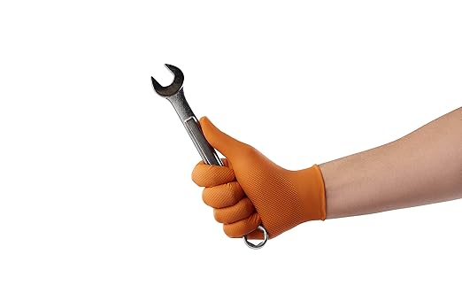 Venom Steel Orange Nitrile Gloves, 8 mil Thick, 50 Count, Maximum Grip Textured Disposable Gloves, Puncture and Rip Resistant, Hi-Visibility Orange, One Size Fits Most