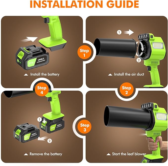 OGERY Leaf Blower Cordless with Lights, 21V Powerful Brushless Electric Leaf Blowers with 2 x 3.0Ah Batteries & Charger, 700CFM 900G Wind Pressure Handheld Blower for Lawn Care Yard Garden, Green