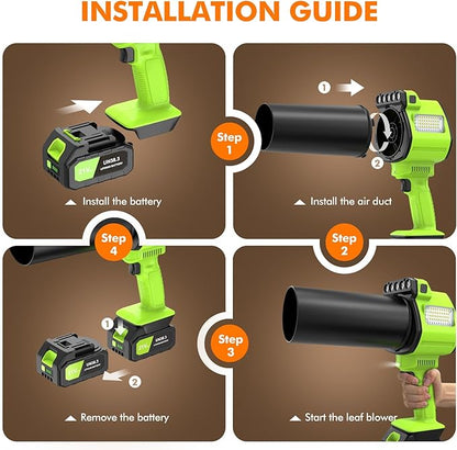 OGERY Leaf Blower Cordless with Lights, 21V Powerful Brushless Electric Leaf Blowers with 2 x 3.0Ah Batteries & Charger, 700CFM 900G Wind Pressure Handheld Blower for Lawn Care Yard Garden, Green