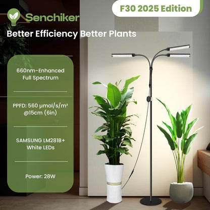 Large Plant Lights for Indoor growing 24V, 660nm-Enhanced Full Spectrum, LM281B+ LED Grow Light, Plant Light with Timer & Dimming, Adjustable Height 22–70in, 9.8in Base, 28W, 560μmol/s/m²@6in
