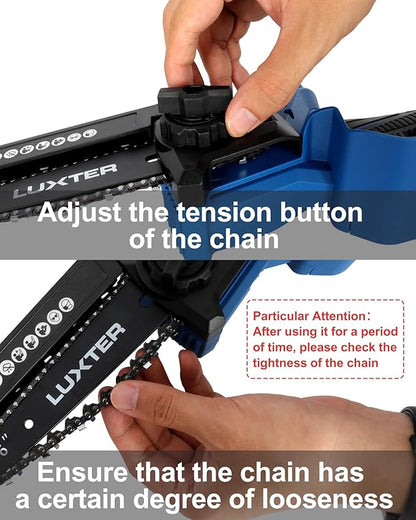LUXTER Mini Chainsaw 8 inch & 6 inch Brushless Hand Held Cordless Chain Saw with 2 x 2.0Ah Battery 2-in-1 Electric Chainsaw for Trees Trimming Wood Cutting Perfect Gardening Tools for Men Dad Husband