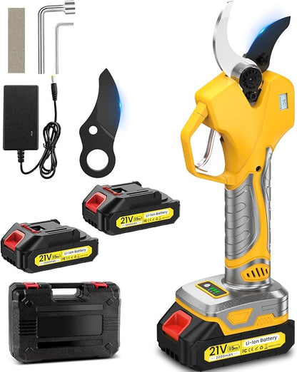 Electric Pruning Shears, Lopper 1.5-2In(50mm),2 * 2000mAh 21V Battery, Professional Cordless Pruning Shears with LCD Display 1000W Brushless Motor Perfect for Tree Trimming Gardening, Garden Orchard