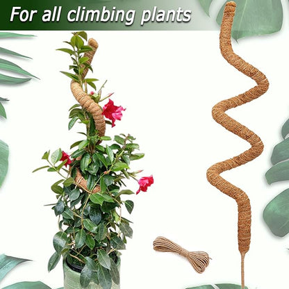 Moss Pole for Plants Monstera, 59 Inch Tall Bendable Moss Poles for Climbing Plants Indoor, Large Handmade Plant Pole Sticks, Coco Coir Plant Support Stakes for Potted Plants, Pothos