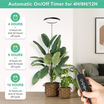 LORDEM 10" Full Spectrum Plant Light, 160 LEDs Large Grow Light for Indoor Tall Plants, Growing Lamp with 4/8/12H Auto Timer, 10 Dimmable Levels, 3 Spectrum Modes, 65" Height Adjustable, Pack of 2