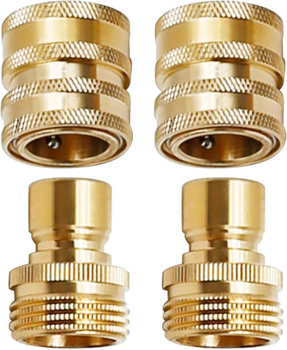 VIKKSAER 3/4 inch Garden Hose Quick Connect Water Hose Fittings, Thread Brass Water Hose Connectors (4PCS)
