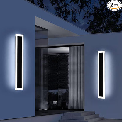 Upgrade Widened 2 Pack LED Outdoor Wall Sconce, 39.3inch Modern Minimalist Wall Mount Light, 3 Color 3000K/4500K/6000K, 36W, IP65 Waterproof, Outside Lighting Fixture for Courtyard, Balcony, Patio