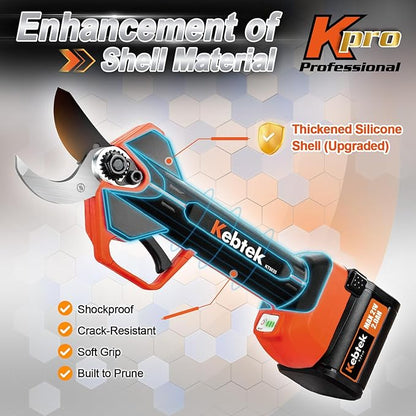 Kebtek Battery Powered Pruning Shears 35mm Electric Pruners Cordless with Battery 4000mAh 21V Compatible with Extension Pole Professional Lightweight For Gardening Tree Trimming Heavy Duty KT 9035