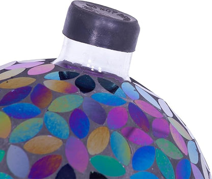 Alpine Corporation 10" Diameter Indoor/Outdoor Glass Mosaic Gazing Globe Yard Decoration, Purple Pearlized Petals Design
