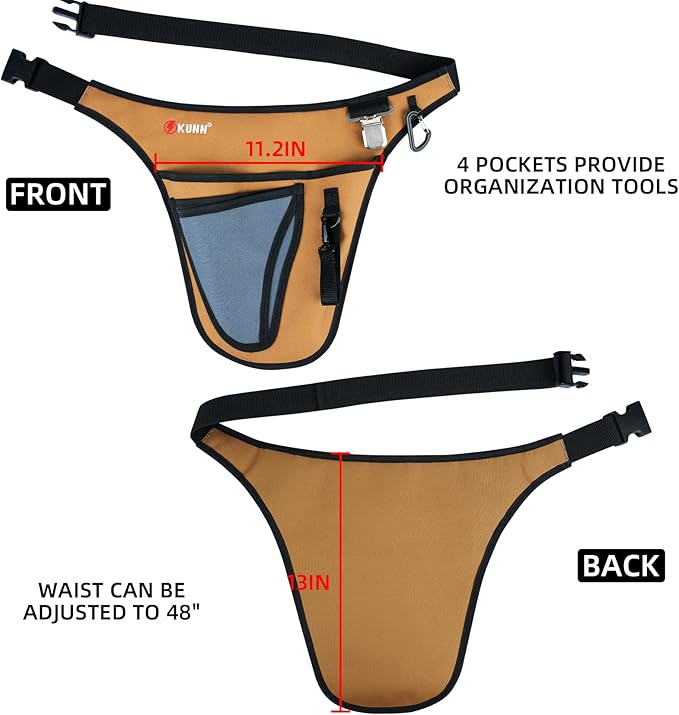 KUNN Garden Tool Waist Belt - 4 Deep Pockets Tool Apron for Women Men,Utility Pouch for Gardening,Electrican,Florists,Plumbing