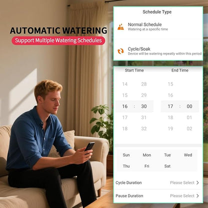 WiFi Water Timer for Garden Hose, Sprinkler Timer with 1 Outlet for Lawns and Yard, Rain Delay/Remote/Manual/Automatic Drip Irrigation System Programmable Faucet