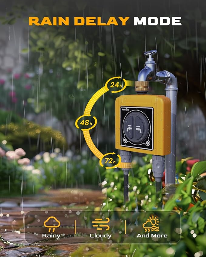 RAINPOINT WiFi Water Timer with Brass Inlet, 2 Outlets Sprinkler Timer,Automatic Irrigation System Controller, APP & Voice Control, Irrigation by Weather/Quantity/Soil Moisture