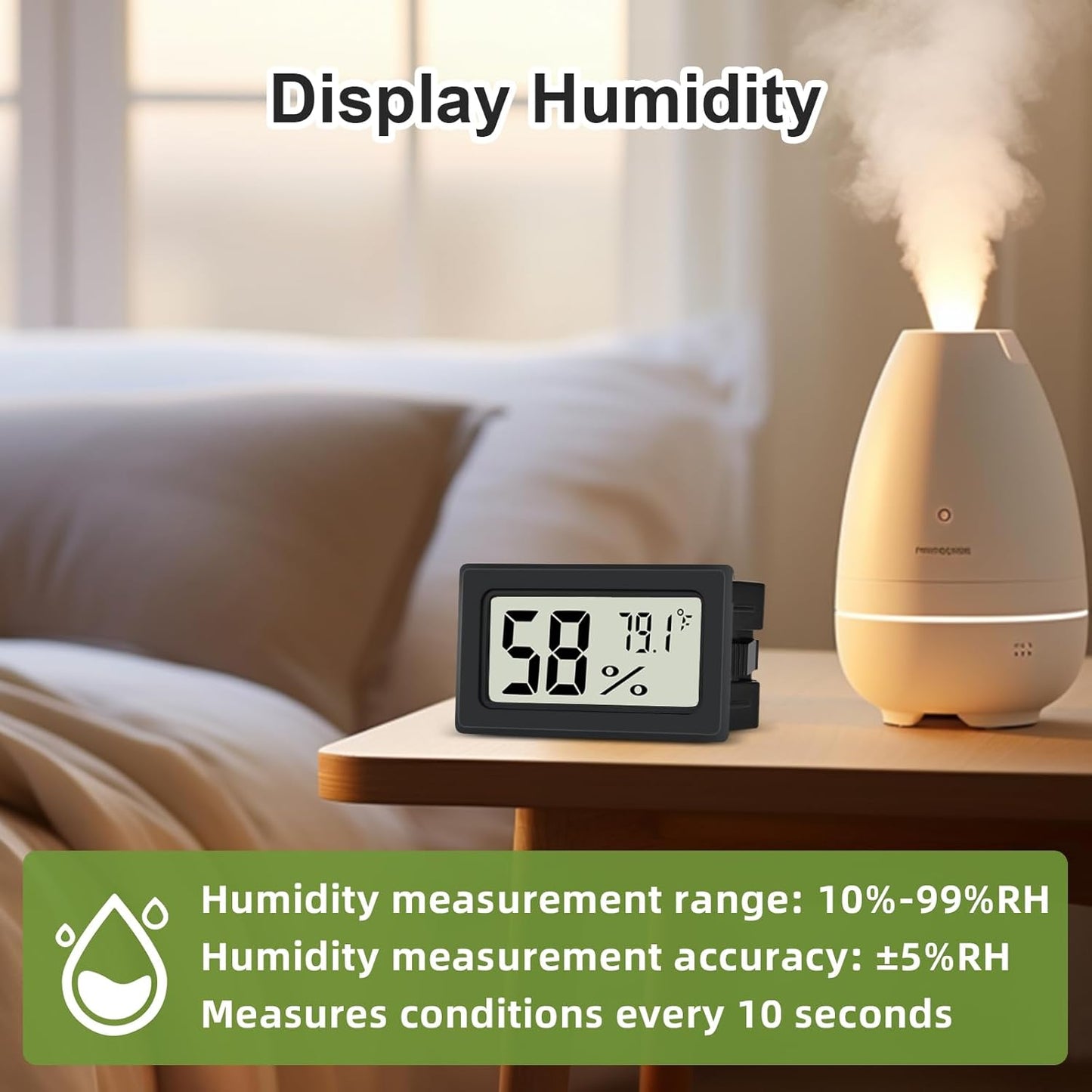 Humidity Meter Indoor Thermometer 6-Pack Mini Digital Thermometer Hygrometer Indoor Temperature Humidity Meters Gauge LCD Display Fahrenheit (℉) for Humidors, Greenhouse, Reptile Tank, Cellar, Closet