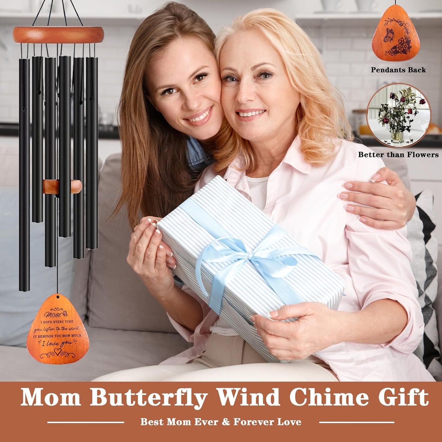 Mom Gift, 32" Mom Wind Chimes Gifts, Birthday Gifts from Daughter, Gift for Mothers Day Christmas