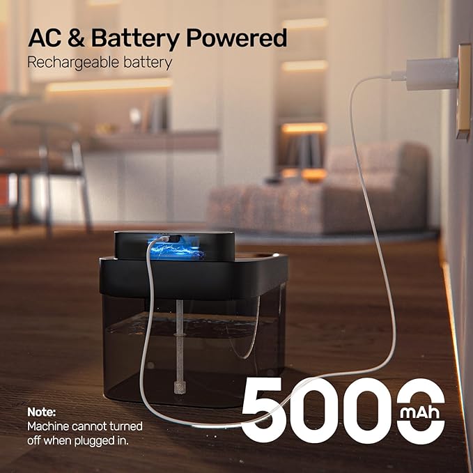 Cat Water Fountain, No Filter Cotton, App Monitoring Wastewater Separation Pet Water Fountain, 5000mAh Battery & Plug-in, 3L/101oz Wireless Automatic Water Dispenser for Cats Indoor, Black