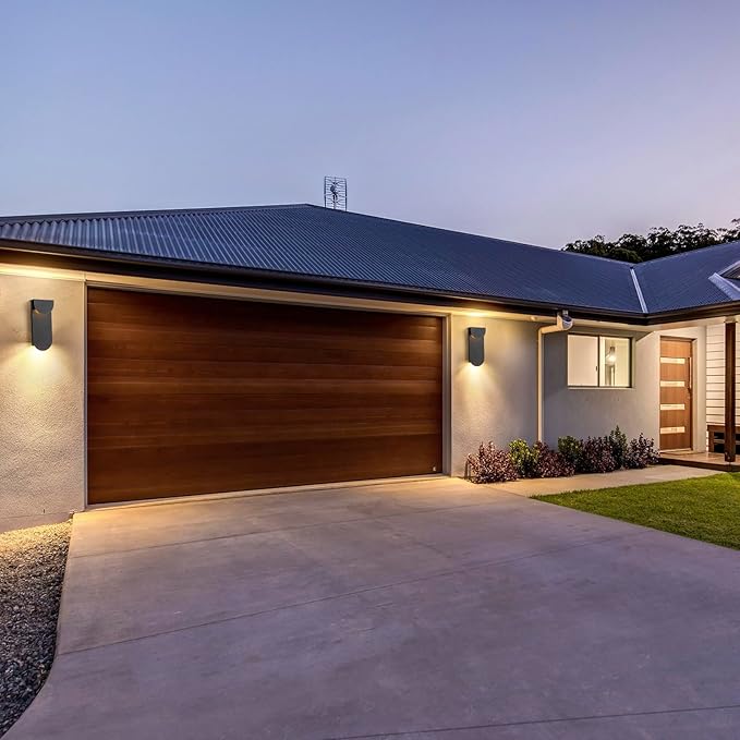 Modern Outdoor Wall Sconce Integrated LED Patio Wall Light Fixture, 2-Light Total 8W 3000K, Black Sweep Gold, Outdoor House Light Wall Mount for Garage Front Porch