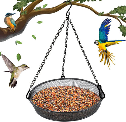 Hanging Bird Feeder, Birdfeeder Hanging for Garden Yard Outside Hanging Bird Feeder Tray - Metal Mesh Platform Feeders for Birds Outside Outdoors Hanging for Attracting Birds - Original