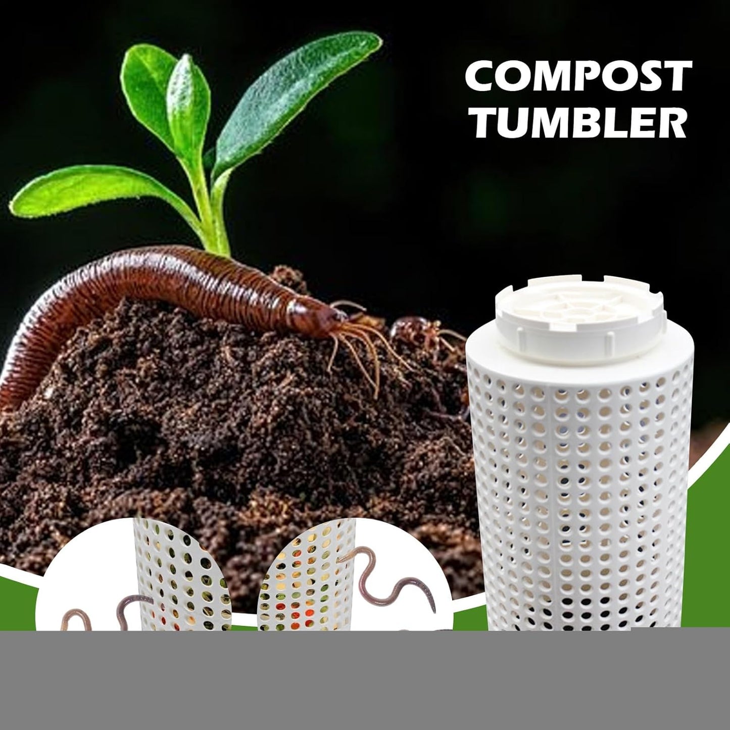 In Ground Worm Composter - Compost Bin with Vent Holes | Worm Bins Farm Starter Kit | Outdoor Vermicomposting Container for Experienced Organic Gardening Enthusiasts Yard Lawn Fish Pond