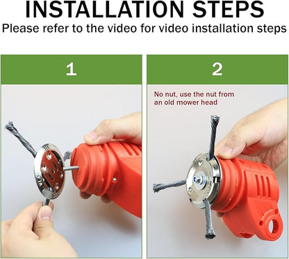 Steel Wire Grass Trimmer Head, Upgrade Bold 2.3 Times Prevent Breaking Steel Wire Weed Eater Head, for Low-Power Lithium Battery Weed Trimmers, 6 Inch Wire Weed Trimmer Head（Low Power 6 Blade）