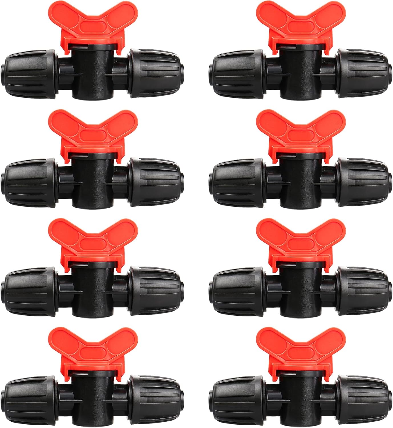 8 Pack Drip Irrigation Valve for 1/2 Inch Drip Tubing (1/2" ID x 0.65" OD)：1/2'' In-line Locked Barbed Ball Valve Drip Line Shut Off Valve Parts In Irrigation System for Garden