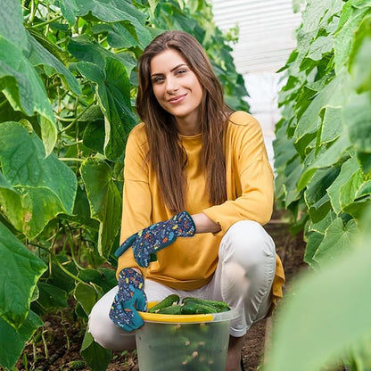 Womens Gardening Weeding Working Gloves, Leather Garden Glove for Women Thorn Proof No Stab for Digging, Planting,Pruning