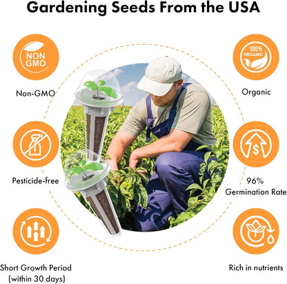 LYKOCLEAN Flower Fruit Seed Pods for AeroGarden, Ahopegarden, iDOO Hydroponics Growing System Indoor, 350 Seeds Including Dwarf Sunflower Bambino, French Marigold, Red Tomato, Red Strawberry (12-Pods)