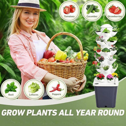 Hydroponics Growing System, 30 pods Hydroponics Tower Growing System Indoor Vertical Garden Planter Indoor Smart Garden Kit with Pump and Movable Water Tank Vegetable Plant Gift (Classic)