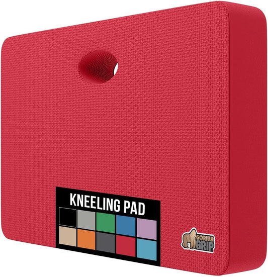 GORILLA GRIP Extra Thick Patent Pending Garden Kneeling Pad, 17.5 x 11 Inch Supportive Soft Foam Knee Cushioning for Gardening, Water Resistant, Bathing Baby, Working Supplies Lightweight, Red