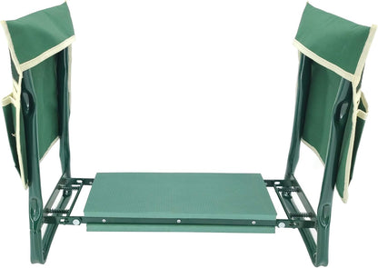 Upgraded Garden Kneeler Seat 24" Wide Soft Kneeling Pad Garden Tools Stools Garden Bench with 2 Large Tool Pouches Outdoor Foldable Sturdy Gardening Tools for Gardeners, Green 15299-2D