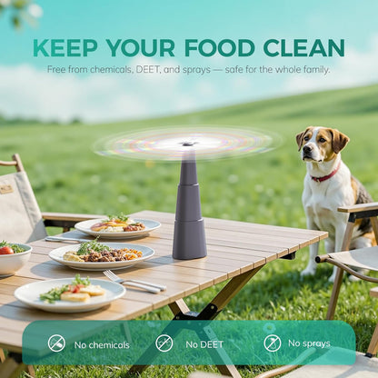 Portable Battery Powered Fly Fans for Tables Up to 15 Hours Working Time, 4-Pack Indoor Outdoor Mute Food Fan with Hook, Tabletop Fan for Home Restaurant Party Picnic Patio BBQ, Grey