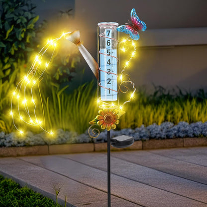 MUMTOP Rain Gauge Outdoor Solar Powered, 36 Inch Large Number Watering Can Water Gauge for Lawn, Yard and Garden