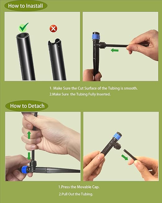 35Pcs Push-to-Fit Drip Irrigation Emitters for 1/4" Irrigation Tubing,360 Degree Adjustable Water Flow Emitters Irrigation Drippers for Garden Watering System