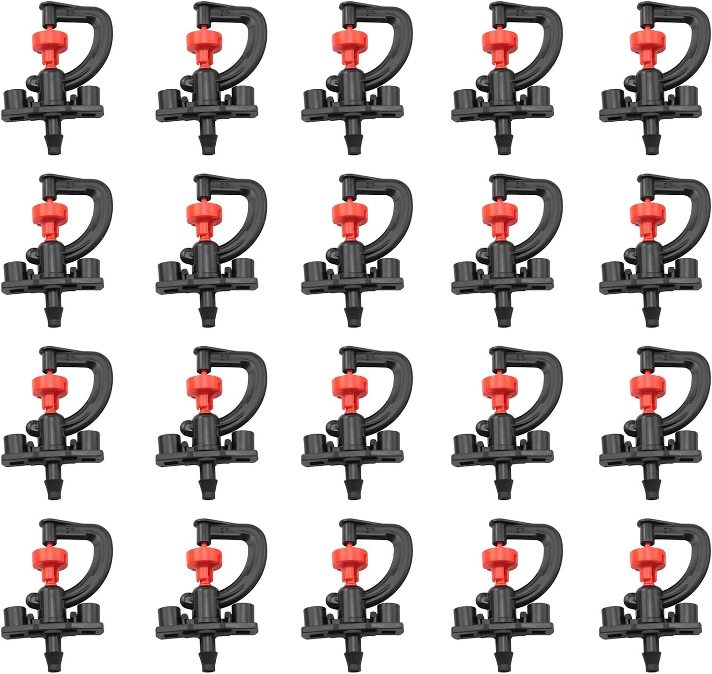 LQ Industrial 20PCS 360 Degree Rotating Plastic Horticultural Agricultural Greenhouse Mist Micro Spray Nozzle with Bracket 6-8m Watering Sprayer Tip Suitable for Fruit Tree Shrubs Nursery Irrigation