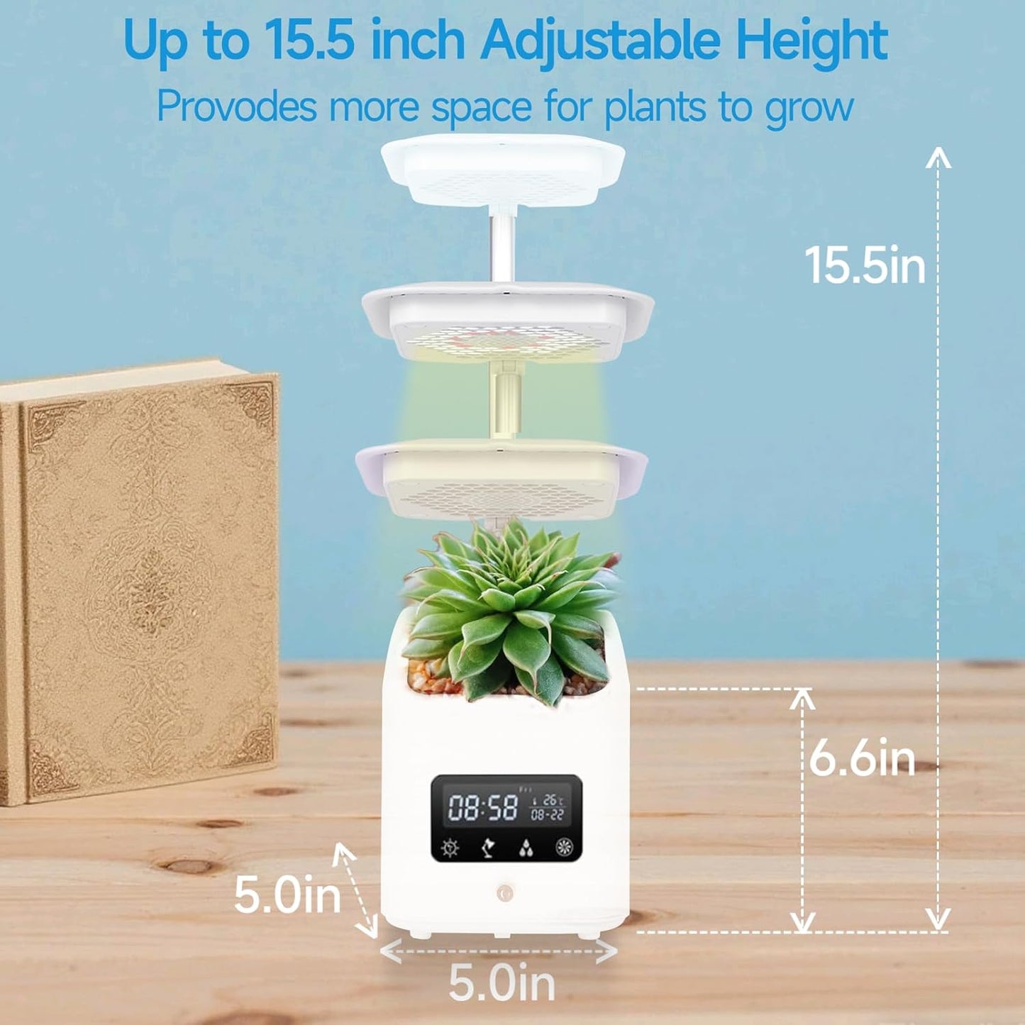 Multifunctional Intelligent Flower Pot,Indoor Desktop Green Hydroponics Planting Flowerpot with Bluetooth Speaker,Adjustable Plants LEDGrow Light,humidifier, Air Purification,Desk lamp