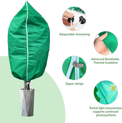 Plant Covers Freeze Protection – 2 Pack 95"x95" Extra Large Frost Blankets for Outdoor Plants, 2.8oz/yd² Heavy-Duty Tree Covers with Zipper & Drawstring – Reusable Winter Plant Freeze Cloth