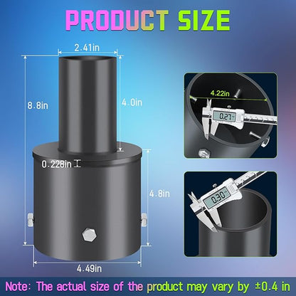 4" Round Mounting Bracket Pole Arm for LED Parking Lot Light with 2-3/8", Solid Heavy Duty Mount Accessories Rustproof Vertical Top Mount Tenon Adapter for Slip Fitter Street Shoebox Lights