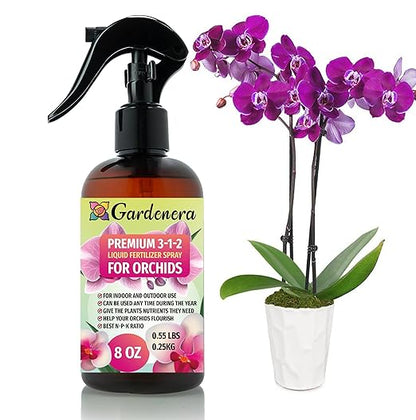 Gardenera Professional Orchid Spray Fertilizer Mist for Home Gardening | 3-1-2 Gentle Blend Mist for Healthy Leaves & Growth | Essential Nutrients for Orchids - 8oz