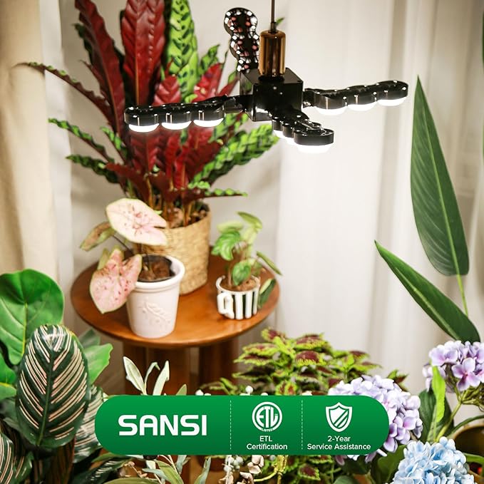 SANSI Grow Lights for Indoor Plants Full Spectrum, Dimmable LED Grow Light with Remote Control, Auto On Off 4 8 12 Hrs Timer, 80W (800 Watt Equiv) Plant Lights for Indoor Greenhouse, E26 Base