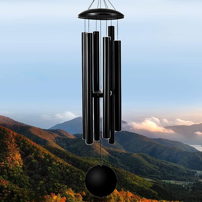 45'' Wind Chimes Outdoor,Memorial Wind Chime, Large Wind Chimes for Outside Deep Tone, Sympathy Gifts. Black