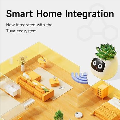 Smart pet Planter Robot Guidance on Plant Care with Emojis, Adorable Plant Companion with Rich Gesture Interaction, Neat Desk Setup Gift (Green)