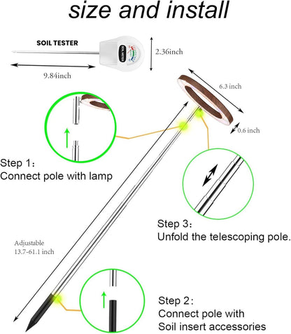Plant Grow Light,yadoker LED Growing Light Full Spectrum for Indoor Plants, Paired with a Soil Tester,Height Adjustable, Automatic Timer, 5V Low Safe Voltage,Idea for Large Plant Light