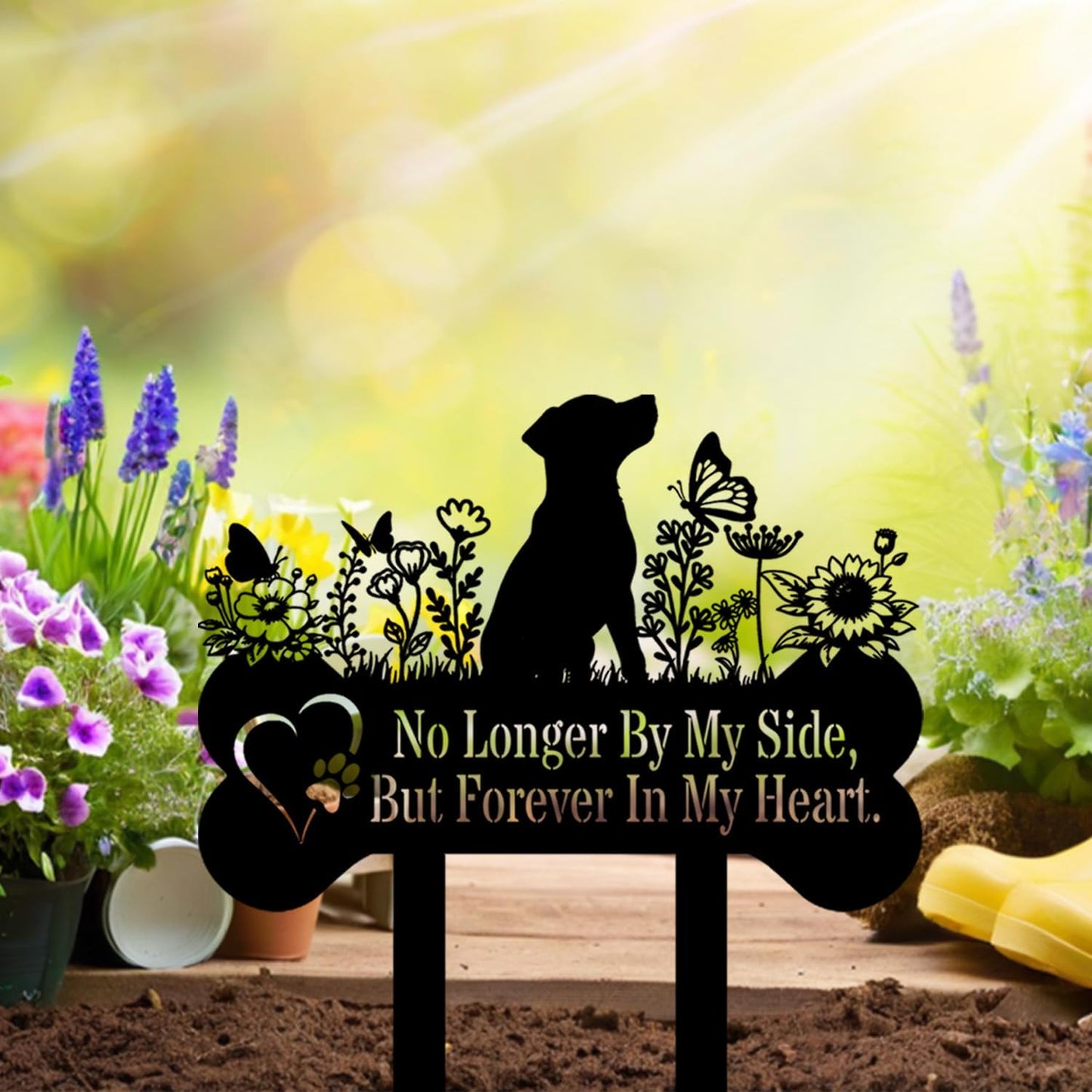 Pet Grave Markers Dog, Metal Pet Metal Memorial Garden Stake, Pets Waterproof Grave Stakes Plaque, Pet Headstone Garden Memorial Graves, Metal Dog Garden Decor 12"