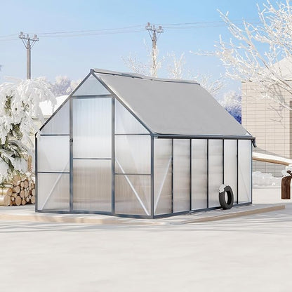 Greenhouse 6x11 FT Aluminum-Framed Heavy Duty Polycarbonate with Quick Setup Structure and Roof Vent Large Enhanced Outdoors Green House Kit