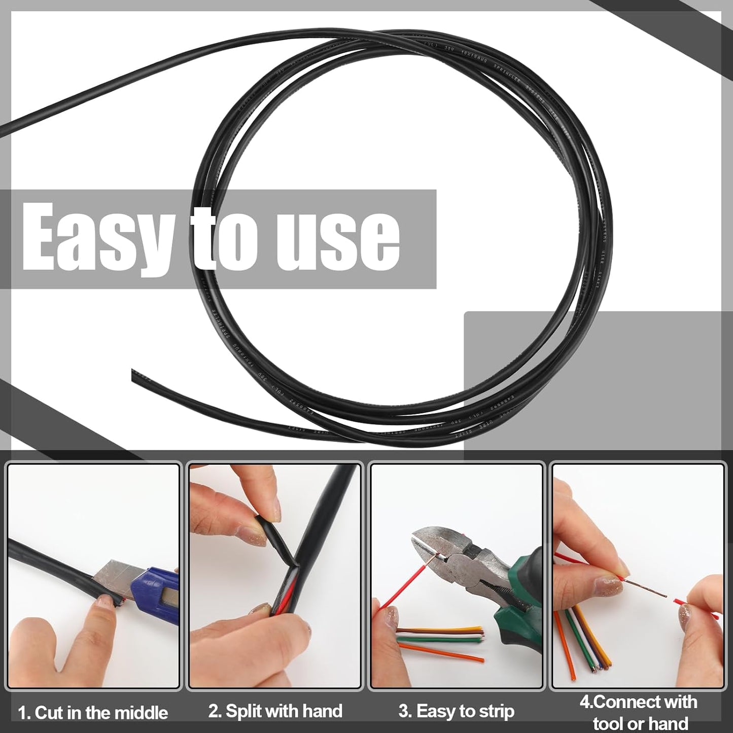 Hoolerry Solid Sprinkler System Wire 18 Gauge Irrigation Wire with UV Resistant PVC Jacket Sprinkler Cable for Underground Irrigation Field Central Control System 30v Ul Listed(18/2, 100 Ft)