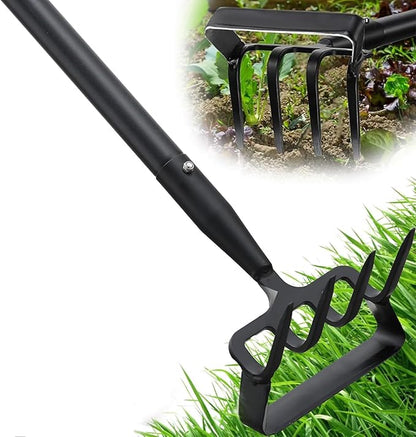 Upgraded Hula Hoe and Garden Hoe, Stirrup Hoe with Adjustable Handle for Weeding Digger loosening Soil Metal Garden Cultivator Hula Hoe with Rake Tiller Cultivator (30-73 Inch)