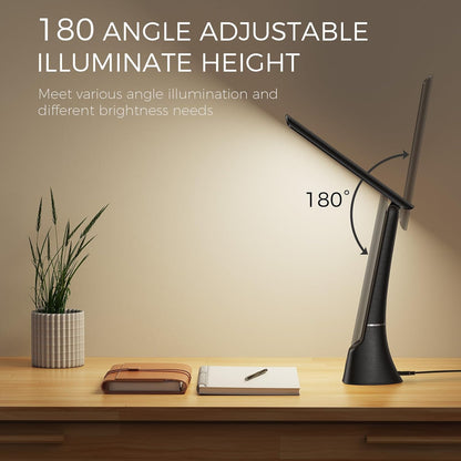 Light Therapy Lamp, 10000 LUX UV-Free LED Sunlight Light, Full Spectrum Mood Light Hayyp Lamp, Touch Control Desk Lamp with Night Light Function Work Office Home -Black