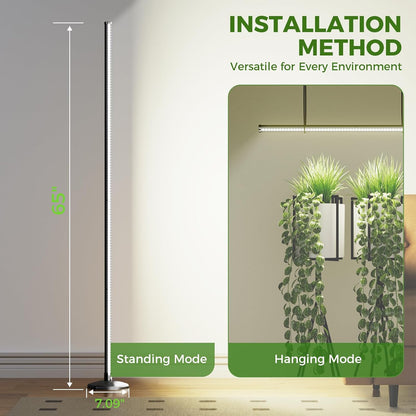 Grow Lights for Indoor Plants, 192 LEDs 42W Vertical Full Spectrum Grow Light 65 Inch Standing Grow Lights with Timer 3 Light Modes 5-Level Dimmable Wide Coverage