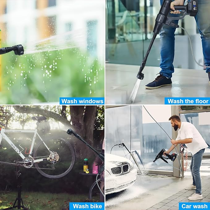 Pressure Washer Cordless Battery Powered 1450PSI with 2×4.0Ah Battery,Battery Operated Pressure Washer,Portable Power Washer Handheld for Car Cleaning